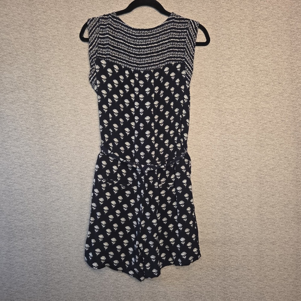 Ann Taylor LOFT Boho Floral Romper Women's Medium Navy Blue Sleeveless Jumpsuit - Picture 7 of 7